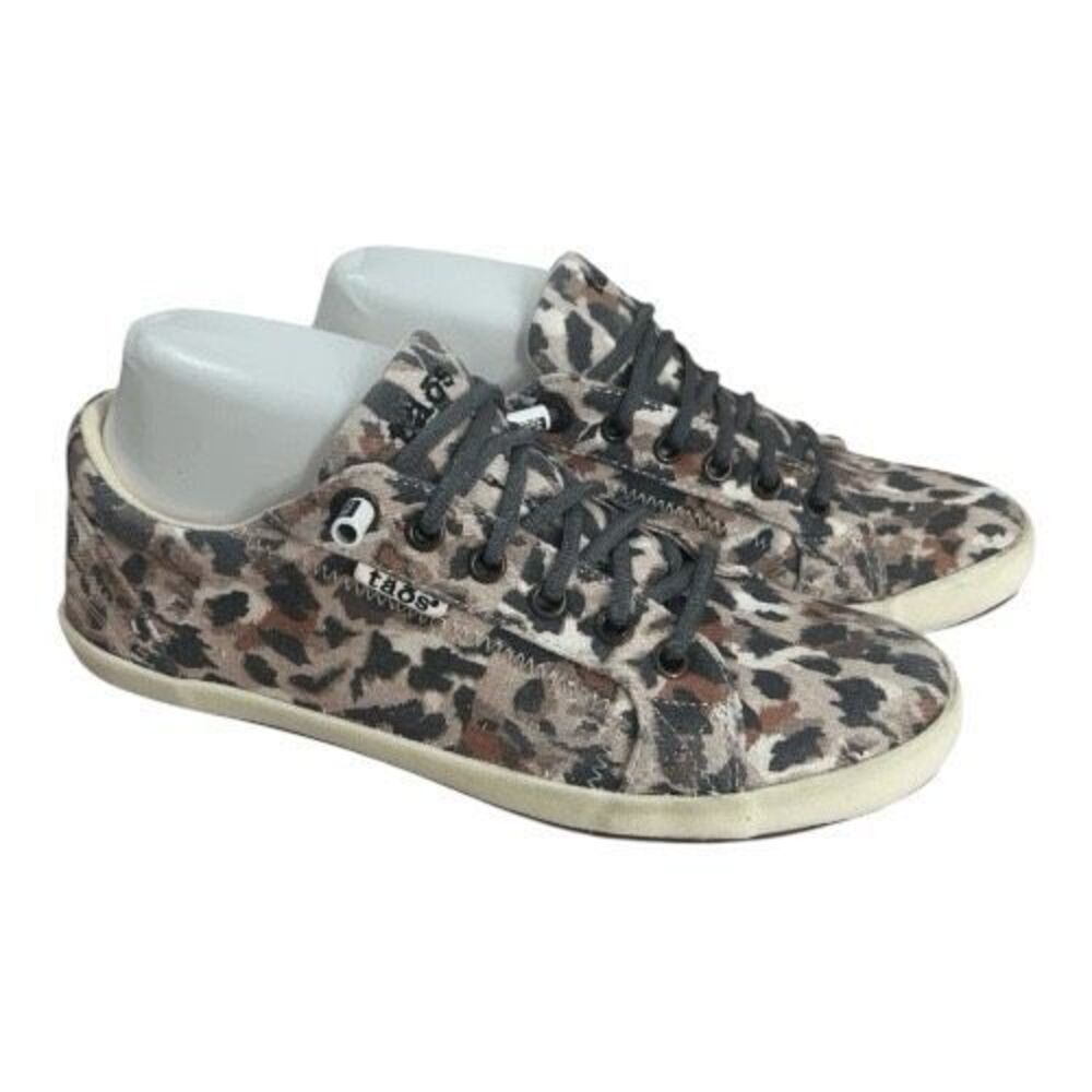 Taos Women STAR Animal Safari Print Canvas Fashion Sneakers Size  7.5 Grey Brown